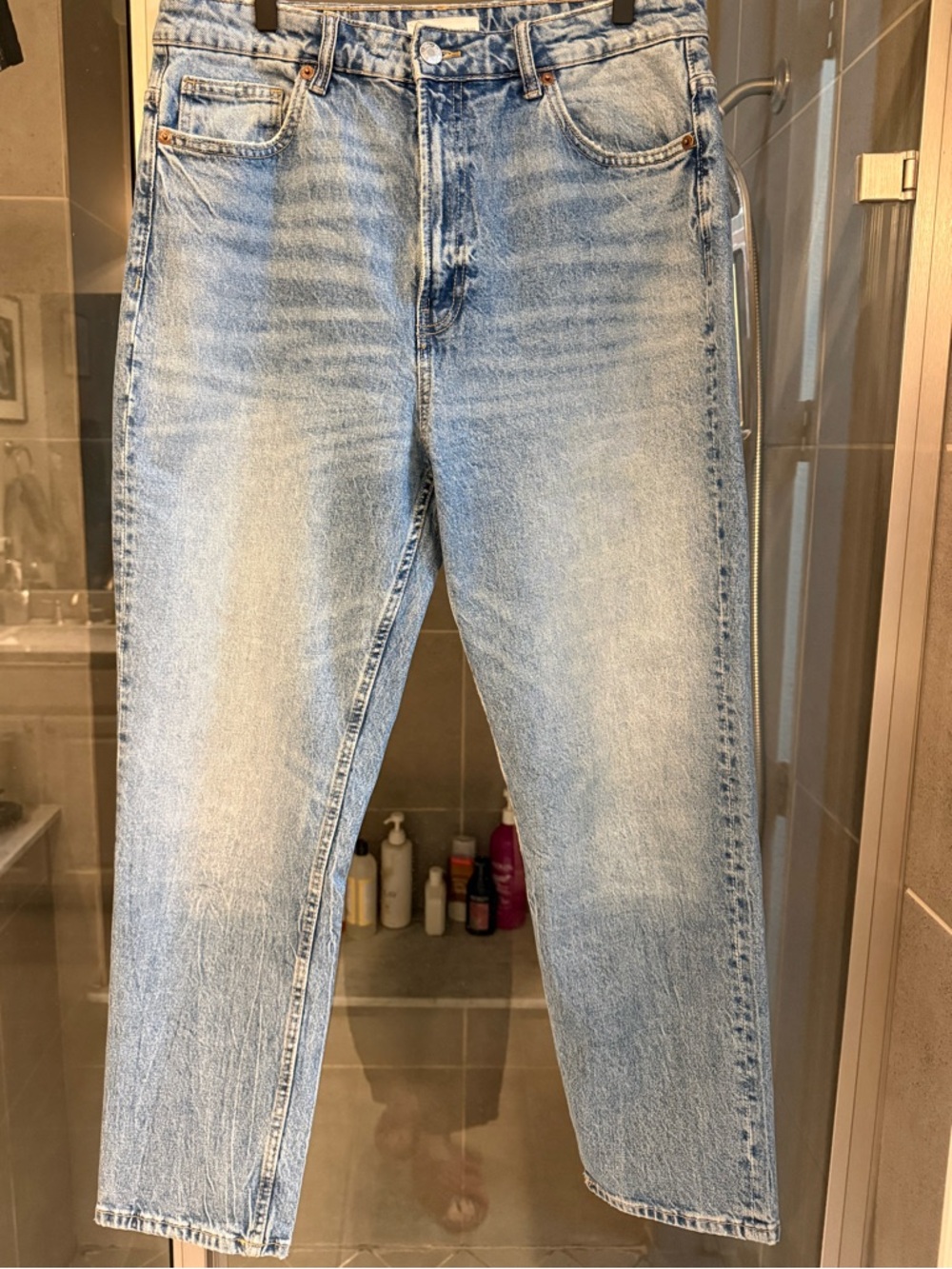 Zara Light Blue High Waisted Tapered Jeans